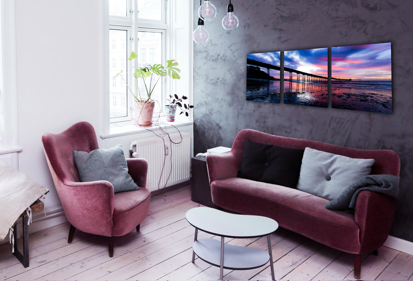 Pink Pier Metal Triptych
