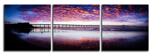 Speckled Pier Sunset Triptych - jkphotoart