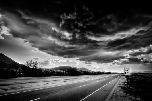 Highway Storm Black & White - jkphotoart