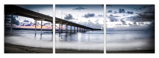 Night Pier Mono Triptych - jkphotoart